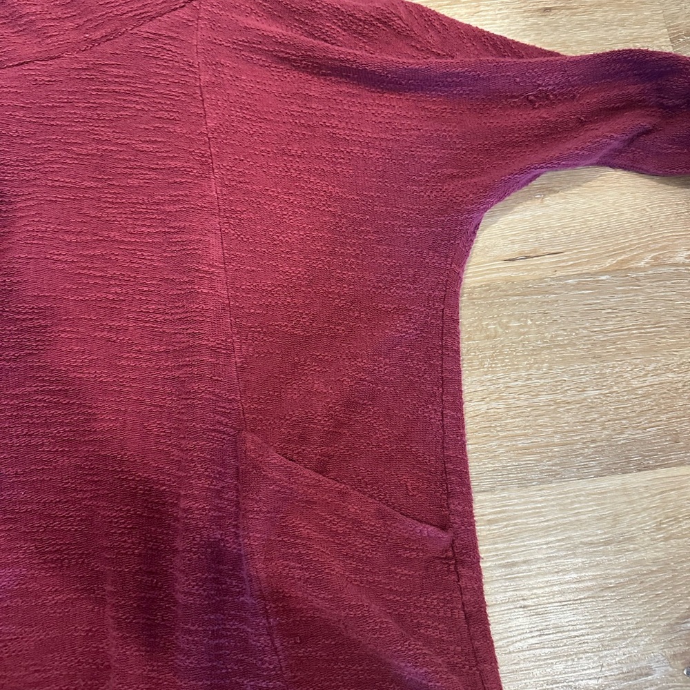 Cozy Burgundy Organic Cotton Slub Sweater - Picture 3 of 9